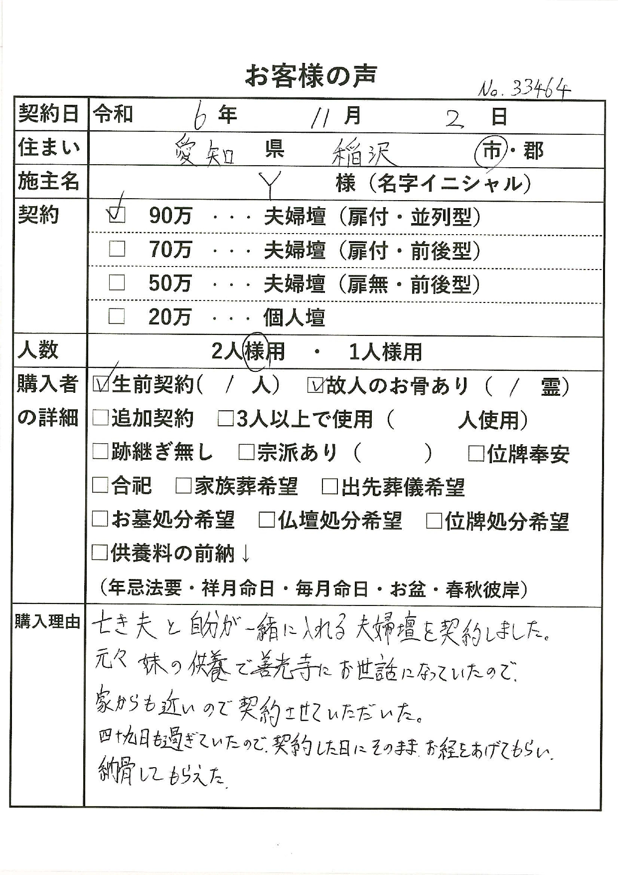 お客様の声