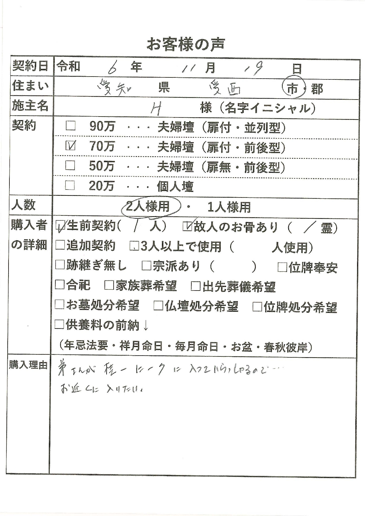 お客様の声